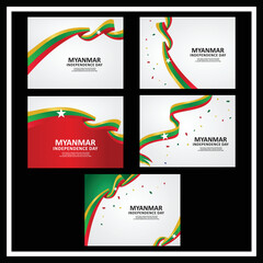 Republic of the Union of Myanmar Independence Day Vector Set of Templates Design Illustration