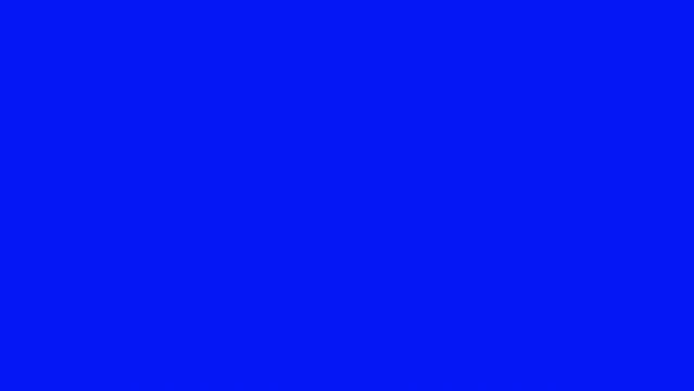 3d Animation business man run with blue screen background.