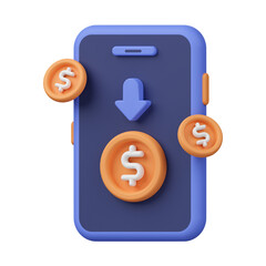 Money loss 3d render icon illustration	