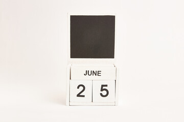 Calendar with the date June 25 and a place for designers. Illustration for an event of a certain date.