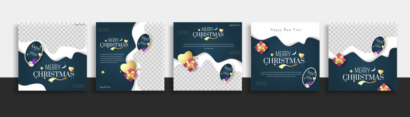 set of christmas social media post template web banner for promotions your product.