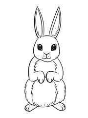 Doodle sketch Rabbit stands on its hind legs. Cute rabbit stands on its paws