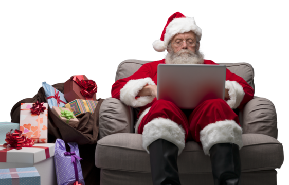 Santa Claus connecting with a laptop - Powered by Adobe