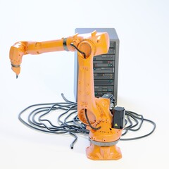 Robotic arm.3D artwork.3D rendering.3D illustration.model blender