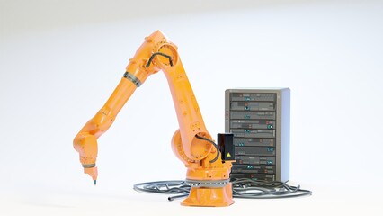 Robotic arm.3D artwork.3D rendering.3D illustration.model blender