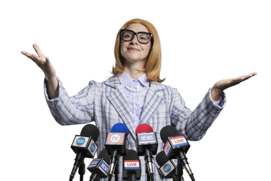 Confident politician holding a press conference