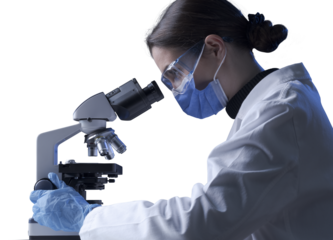 Researcher using a professional microscope