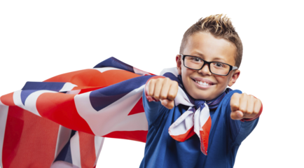 Smiling British superhero