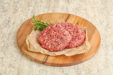 Raw beef burger cutlet for grill