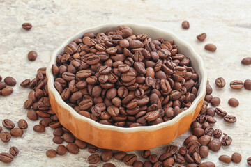 Roasted coffee bean in the bowl