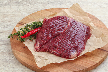 Raw beef machete steak for grill