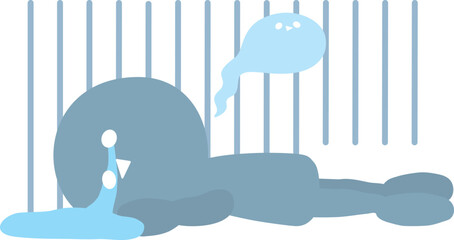 泣いてうつ伏せになっているシンプル人のイラスト