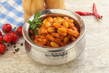 Roasted pork with white beans