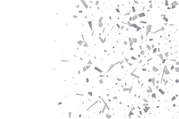 Silver glitter confetti on a white background. Decorative element.