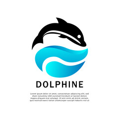 JUMPING DOLPHIN ON WATER LOGO DESIGN