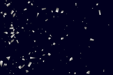 Silver shine of confetti on a black background. Illustration of a drop of shiny particles.