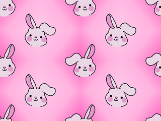 Rabbit cartoon character seamless pattern on pink background