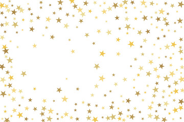 Star confetti. Gold casual confetti background. Bright design pattern.