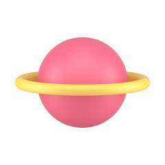 Cosmic planet with ring orbit galaxy astronomy solar system exploration 3d icon