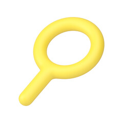 Magnifier yellow zoom optical equipment magnification science discovery exploration 3d icon