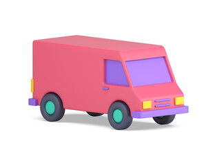 Commercial pink van cargo transportation delivery service 3d icon