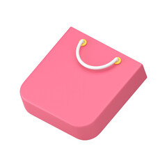 Sale discount shopping bag pink 3d icon commercial special offer