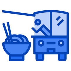 ramen food truck blue icon