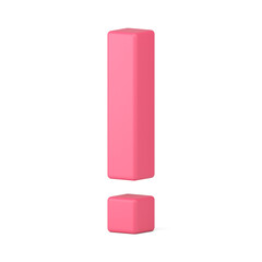 Pink caution signal pointer exclamation mark attention message important information 3d icon