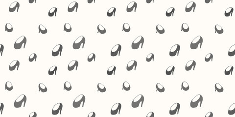 

Seamless pattern of high heel shoes in different sizes for fabric, wrapping paper, wallpaper, etc. Color of shoes and background can be easily changed
