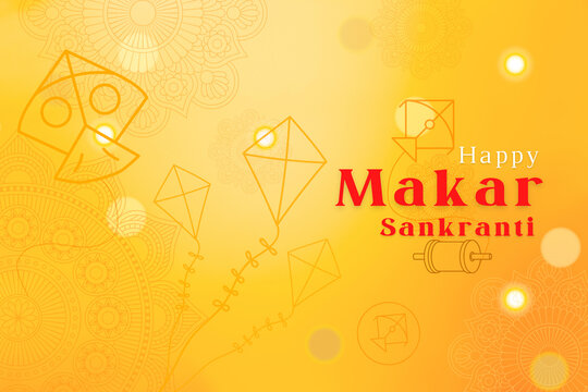 Kite Festival Makar Sankranti Wishes Background Design.