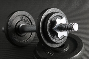 Fototapeta premium Fitness Sport Background eith dumbbells