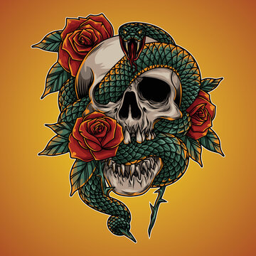  Viper and Skull illustration