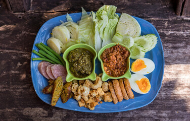 Tradition Northern Thai food. Northern Thai Green Chilli Dip  thai name is 