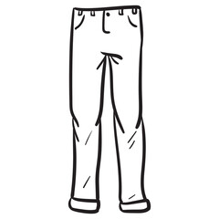 Comic drawing of a pair of jeans. monochrome, vector illustration.