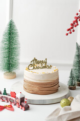 Christmas cake decorated with Christmas tree