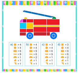 Math activity for kids. Need to find the correct answer. Preschool worksheet activity. Vector illustration. Flat design