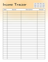 Minimalist Income Tracker Sheet Planner