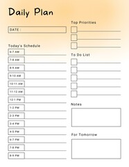 Minimal daily planner template