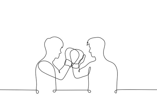 boxing match continuous line art clip art preview