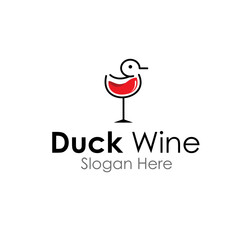 Fototapeta na wymiar duck wine logo design concept