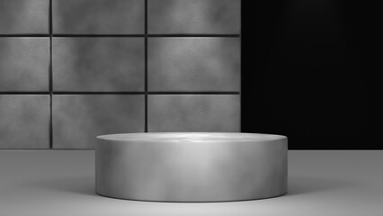 Podium for packaging presentation and cosmetic. Product display with concrete texture , stone texture. realistic rendering. 3d illustration.
