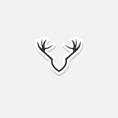 Deer antler shield logo isolated on white