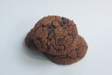 chocolate cookies on a white background