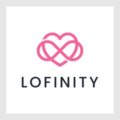 Heart love sign forever. Infinity Romantic symbol cut linked, join, passion and wedding logo. Template for t shirt, card, poster. Design flat element of valentine day. Vector illustration.