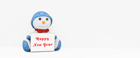 snowman with NEW YAR WISHES, EMPTY WHITE SPACE FOR TEXT