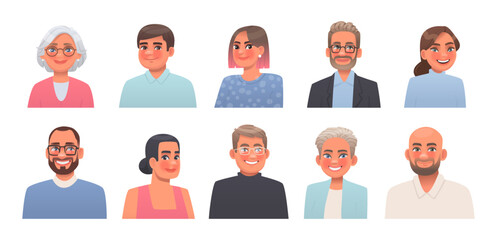 People avatars set. Business  happy men and women. Vector illustration