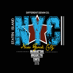 New York city tee graphic typography for print t shirt vector art vintage