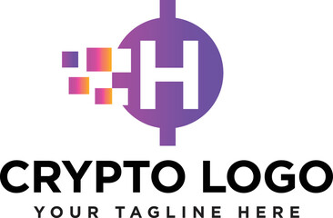 Letter initial H cryptocurrency and blockchain logo design vector