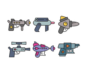 Fototapeta premium space blaster gun icons set vector illustration