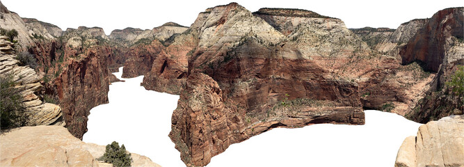Isolated PNG cutout of a red canyon - Zion National Park on a transparent background
 - obrazy, fototapety, plakaty